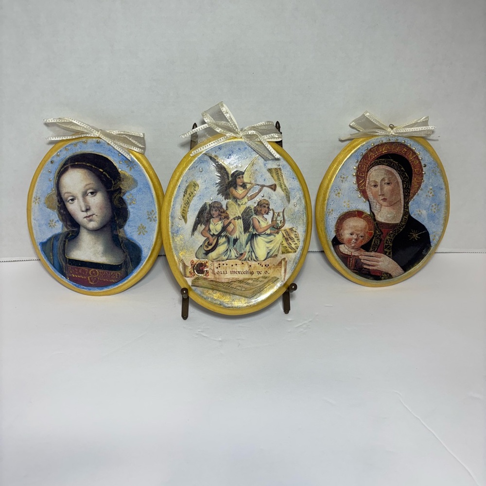 VTG Italian Wall Art Embellished Decoupage Plaster Chalkware Handmade Signed
